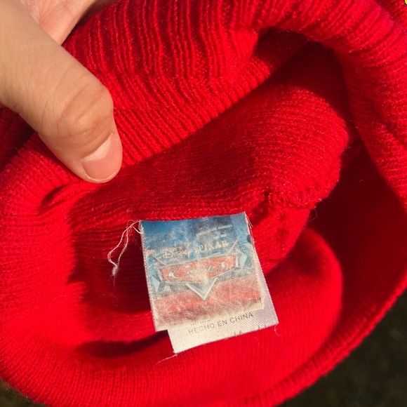 Kids Red Beanie with Car Design - Picture 3 of 4